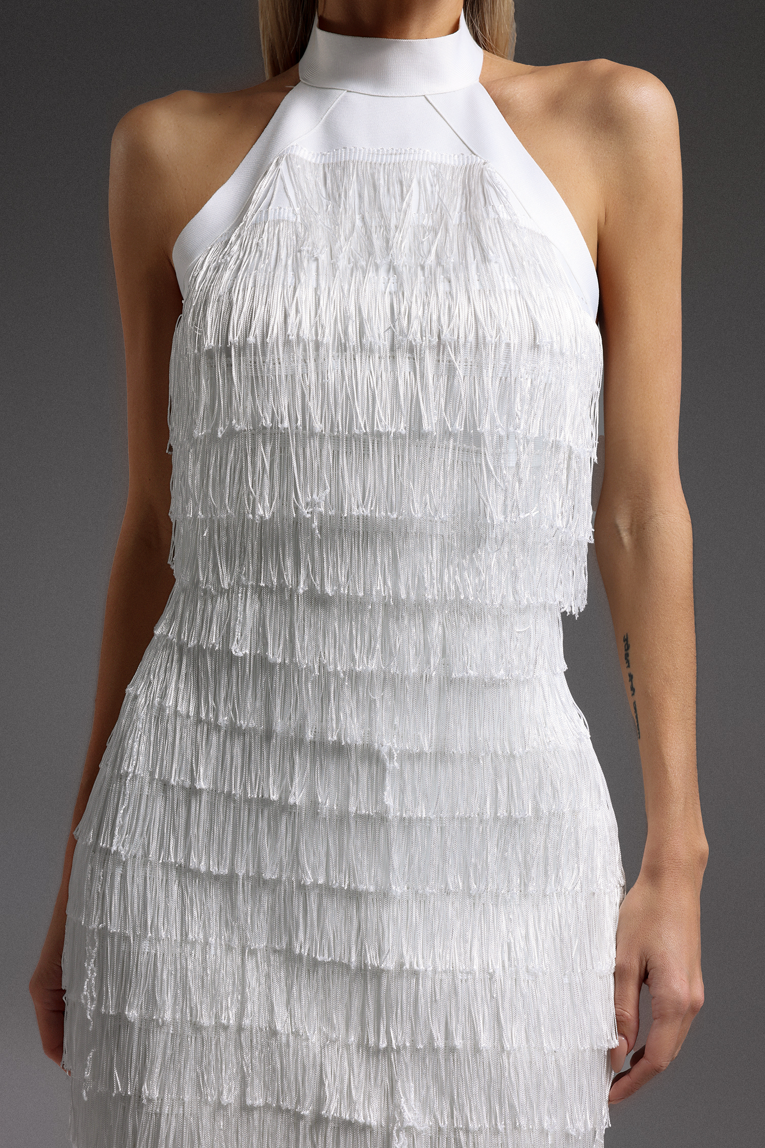 Toto Halter Sleeveless Tassel Bandage Mini Dress