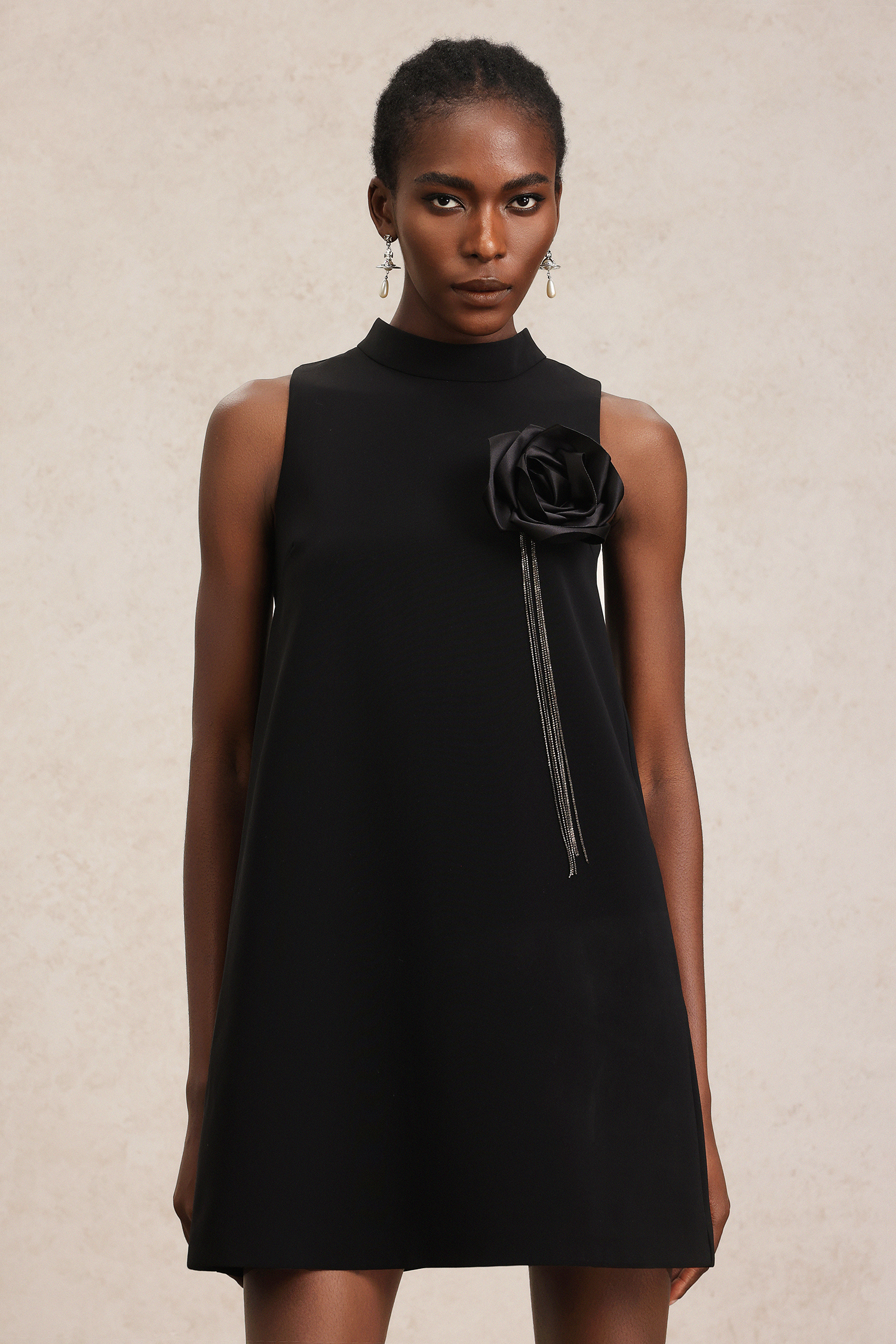 Doda Sleeveless Round Neck Flower Mini Dress